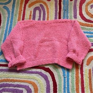 Vintage Crochet Oversized Cropped Sweater